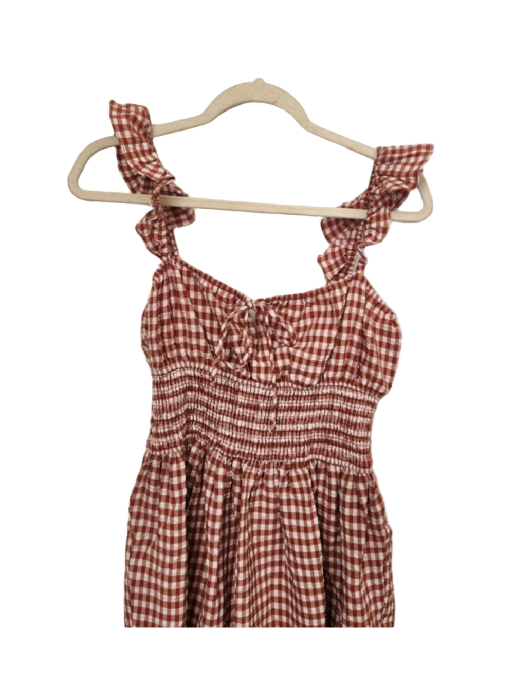 Wayf Red White Gingham Mini Dress S - Picture 2 of 6